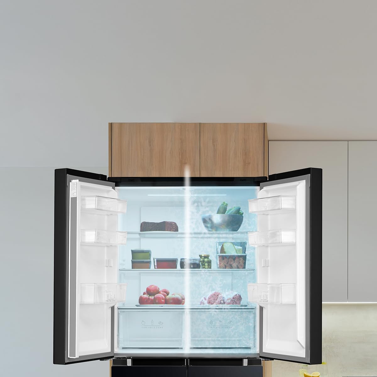 Cecotec CoolMarket 4D 394 Dark E. 394 Kühlschrank Total No Frost Total No Frost Bolero 394 Liter, Höhe 170 cm und 70 cm Breite, variable Schublade, Kompressor Inverter, Antibakteriell