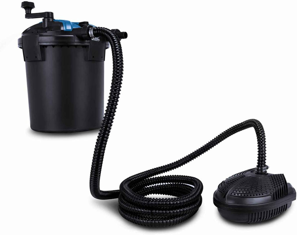 Scheppach Teichdruckfilter Komplettset PFS8000 | für Teiche bis 8000 L | Fördermenge 4000 L/h | 11 W UV-C Klärer mit Spin Clean | Schmutzanzeige | 9,5L Tank | Teichfilter Druckteichfilter Teichpumpe