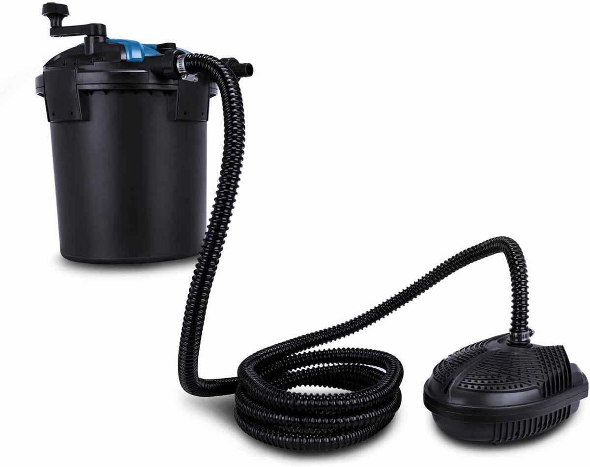 Scheppach Teichdruckfilter Komplettset PFS8000 | für Teiche bis 8000 L | Fördermenge 4000 L/h | 11 W UV-C Klärer mit Spin Clean | Schmutzanzeige | 9,5L Tank | Teichfilter Druckteichfilter Teichpumpe