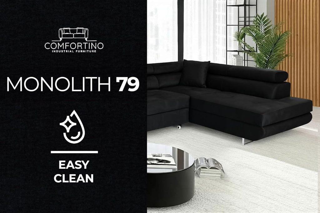 Ecksofa mit Schlaffunktion PASTI L-Form, Sofa Couch mit Bettkasten, 3-Sitzer Eckcouch, Schlafsofa für Wohnzimmer, Big Sofa Couch mit Schlaffunktion (Schwarz, Ottomane Rechts)