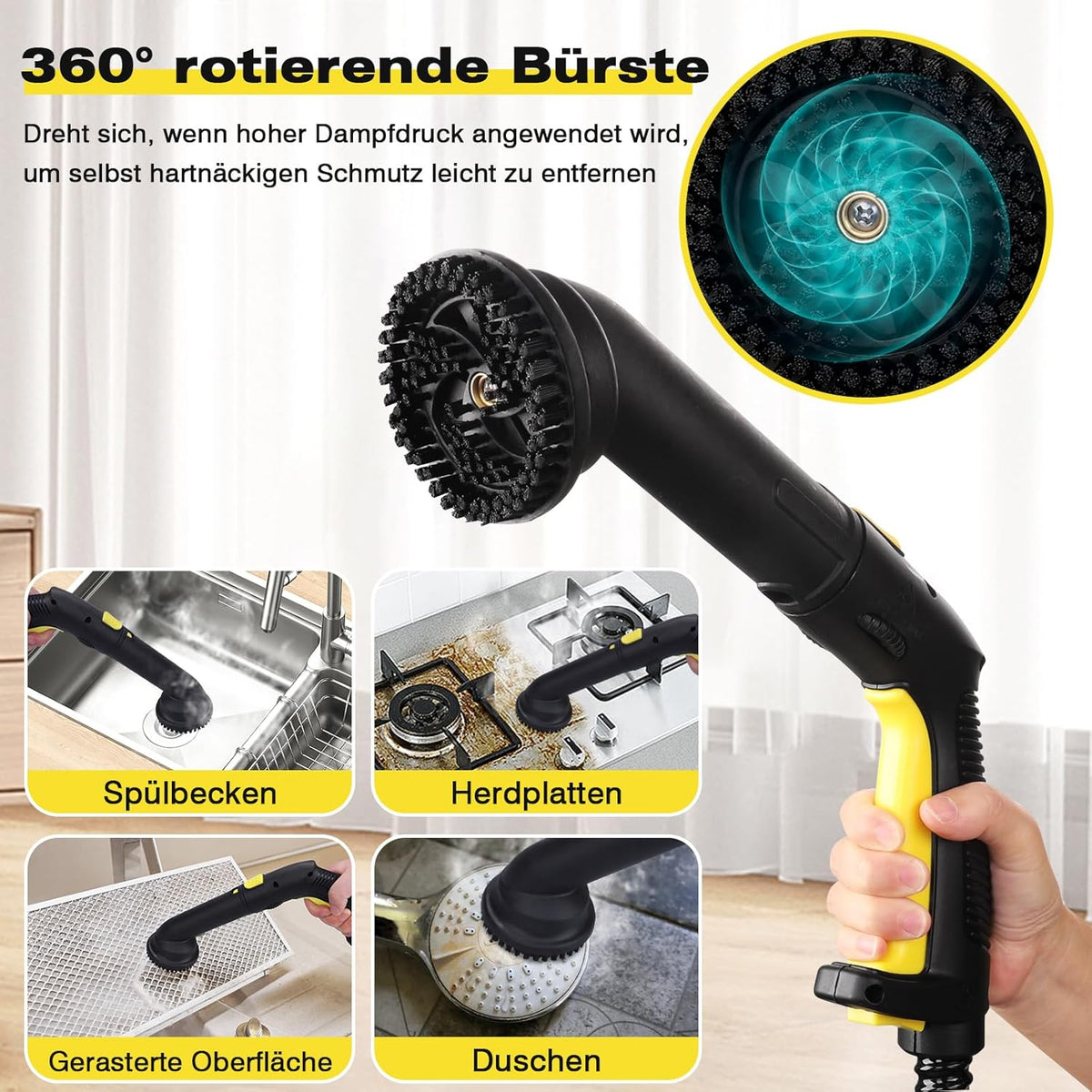 TVD Dampfreiniger, Polstermöbelreiniger, Dampfreiniger mit 5 m extra langem Netzkabel für Bodendampfer, Ofen, Teppich, Sofa, Polster, Bettwanzen.