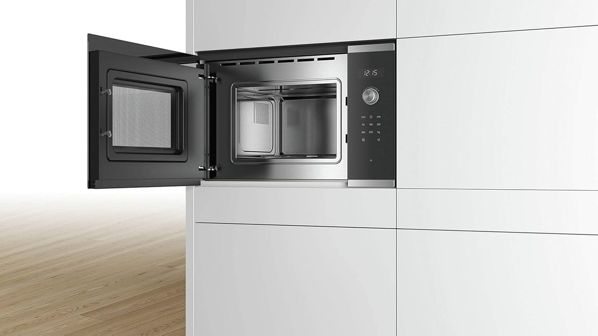 BFL524MS0 Serie 6 Einbau-Mikrowelle, 38 x 60 cm, 800 W, Drehteller 25,5cm, Türanschlag Links, AutoPilot 7 7 Automatikprogramme, Reinigungsunterstützung, LED-Touchdisplay, Edelstahl