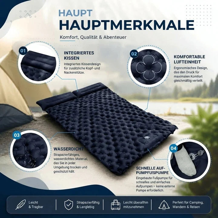 Doppel Luftmatratze mit integrierte Pumpe | Aerolager