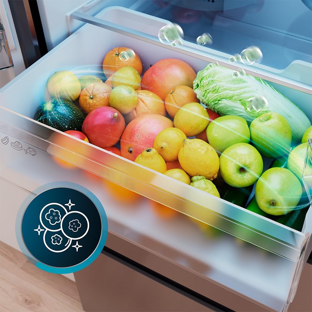 Cecotec Kühlschrank Französische Tür Total No Frost Bolero CoolMarket F2D 403 Inox E, Extra Kapazität Max 403 L, Höhe 170 cm und 70 cm Breite, FreshNessFlexHub Schublade, Inverter-Kompressor