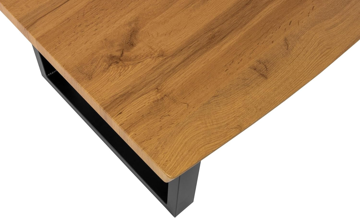 SAM 7 TLG. Essgruppe Josy | 180 x 90 cm | Holz Wildeiche-Optik | Stuhl Set Susi Anthrazit | U-Gestell Schwarz | Esstisch mit 6 Stühlen | Esszimmertisch/Küchentisch/Holztisch | Esszimmer