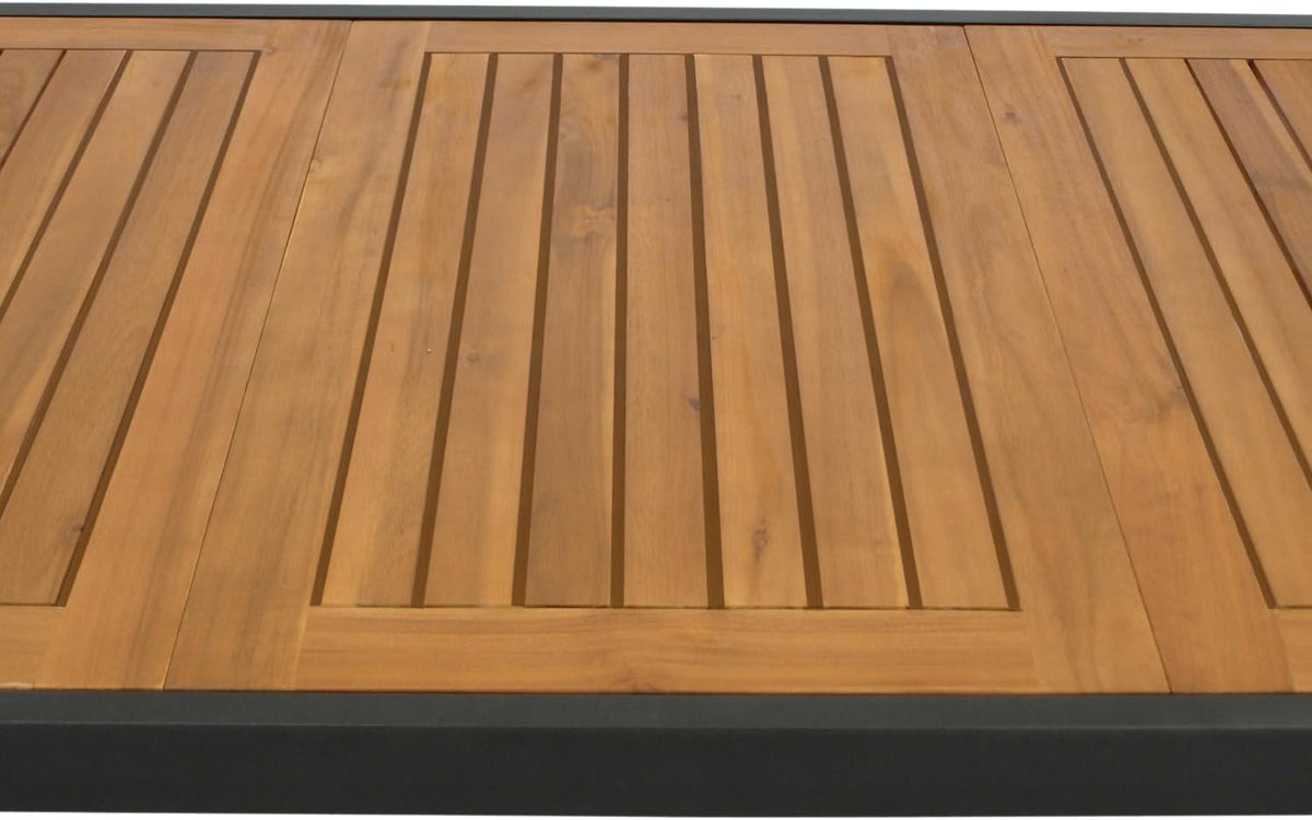 DEGAMO Gartentisch Ausziehtisch Milos 150/200x90cm, Aluminium anthrazit + Akazienholz geölt, Outdoor, FSC®-Zertifiziert