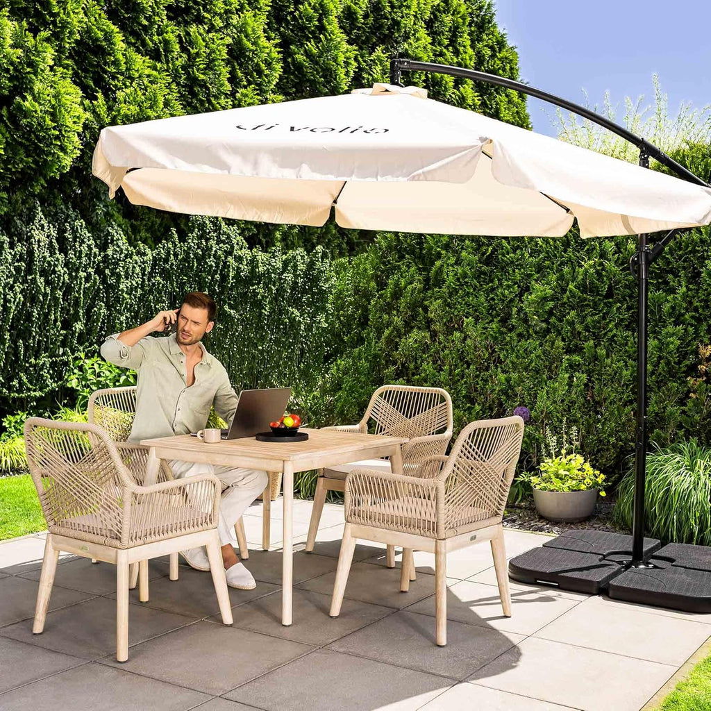 di volio Gartenmöbel Set Tarato - beige, wetterfeste Garten Möbel für Outdoor, quadratischer Holztisch & 4 Stühle