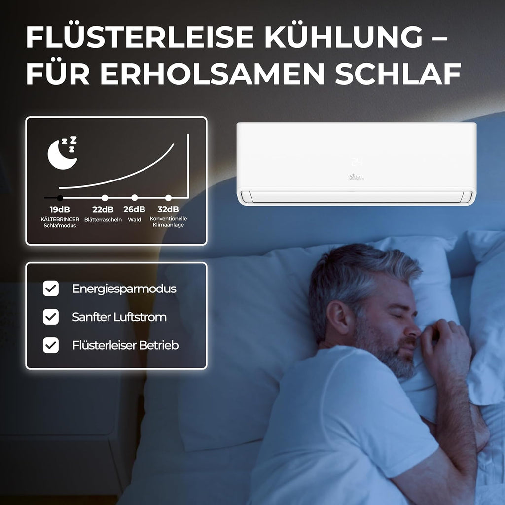 Kältebringer A+++ R290 Split Klimaanlage 12000 BTU (3,7 kW) - mit Heizfunktion, WiFi & App, bis 60m², sehr leise, 5m Kupferleitung, Kältemittel R290, Montagematerial