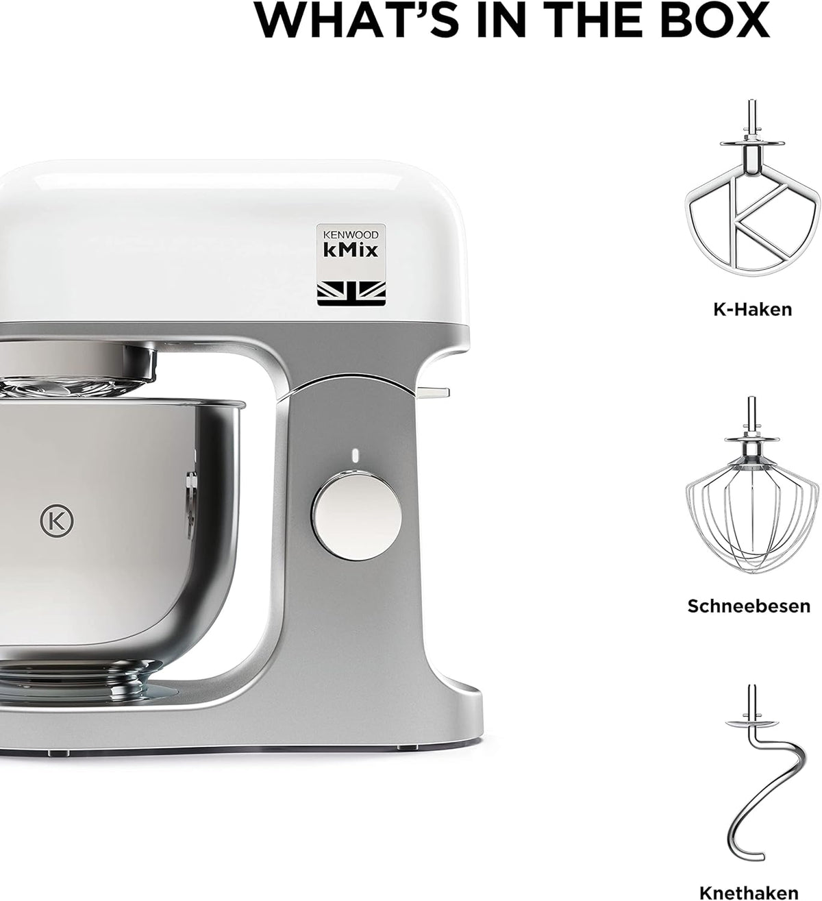 Kenwood kMix KMX750RD Küchenmaschine, 5 l Edelstahl Schüssel, Safe-Use-Sicherheitssystem, Metallgehuse, 1000 Watt, inkl. 3-Teiligem Patisserie-Set und Spritzschutz, Rot