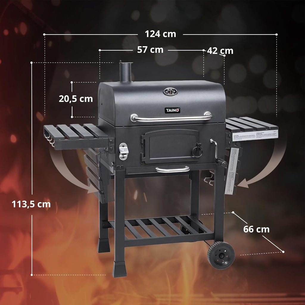 TAINO HERO XL BBQ Smoker GRILLWAGEN Holzkohle Grill Grillkamin Standgrill Räucherofen Zubehör