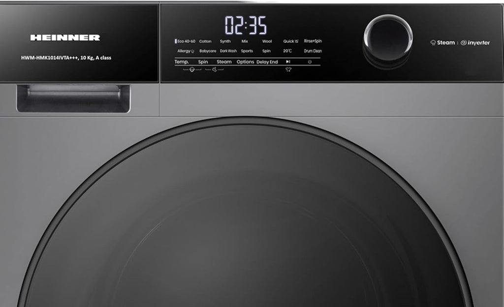 HWM-HMK1014IVTA+++ – Waschmaschine 10 kg, 1400 U/min, Inverter-Motor, 15 Programme, Touch-Display, Energieeffizienzklasse A, Grau Titan, 5 Jahre Garantie (Anthrazit, 10 KG)