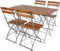 Mojawo Biergarten Set Bistroset Klapptisch + 4 Klappstühle Akazieholz und pulverbeschichteter Stahl 120x60cm