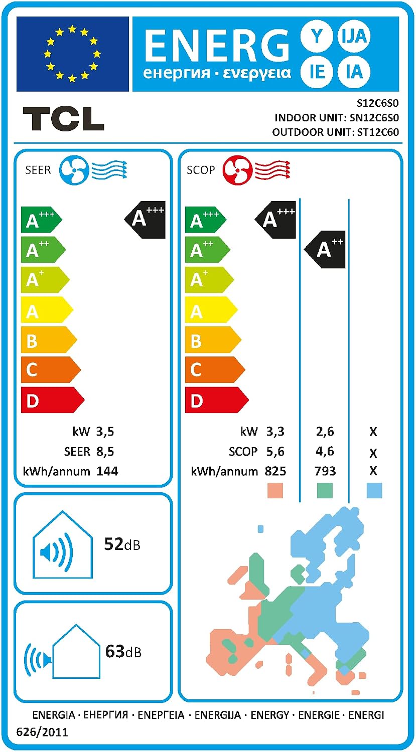 Split Klimaanlage FreshIN 12000 BTU QuadruPuri-Filter mit 360° Luftstrom, Filter-und Selbstreinigungssystem WIFI, App und Steuerung