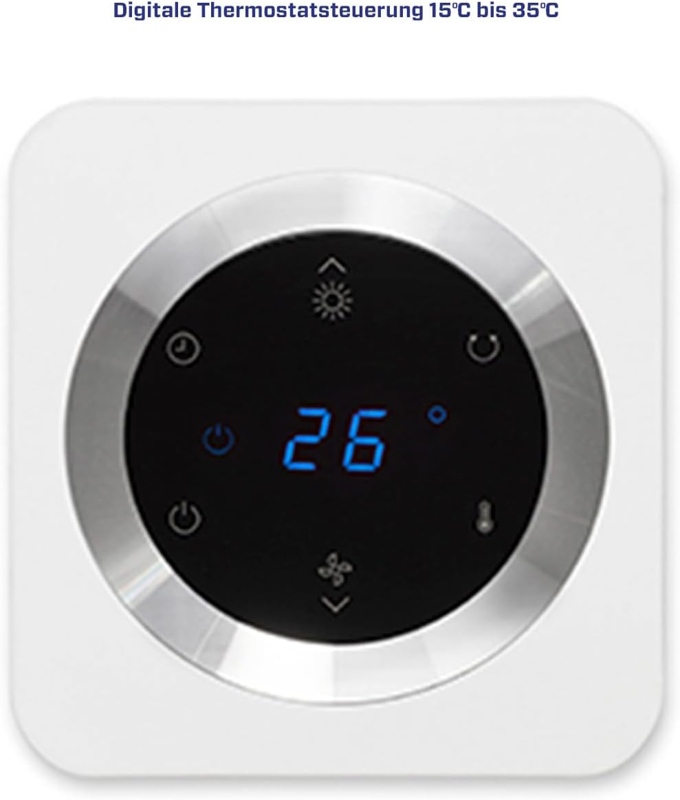 Clean Air Optima CA-904W - Design Heizlüfter - Heizen und kühlender Brise - Heizung: 1000/2000 Watt - Digitaler Thermostat 15-35°C - Oszillation 80º - Geeignet für Räume bis 40m²/100 m³ (Weiß)