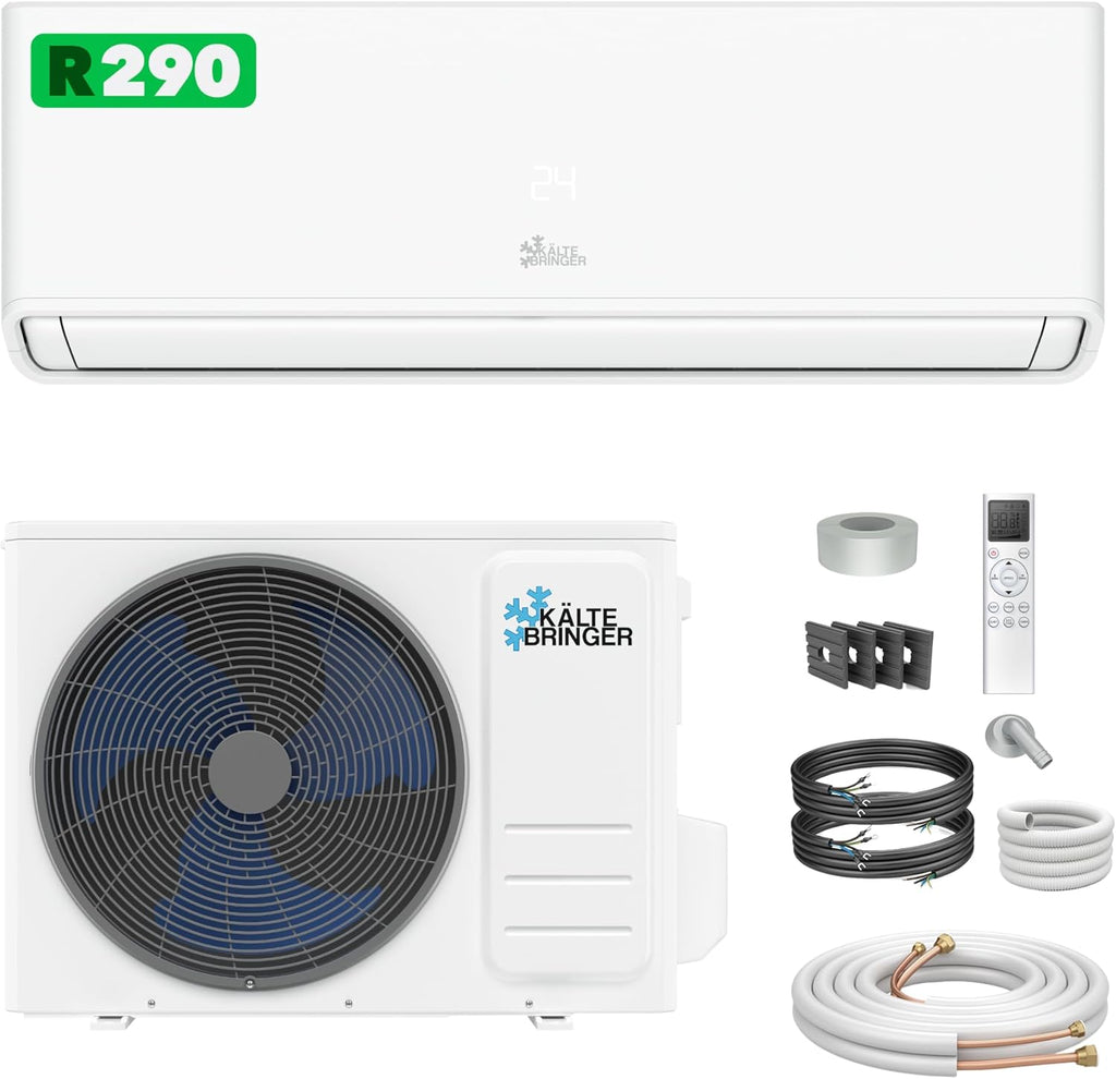 Kältebringer A+++ R290 Split Klimaanlage 12000 BTU (3,7 kW) - mit Heizfunktion, WiFi & App, bis 60m², sehr leise, 5m Kupferleitung, Kältemittel R290, Montagematerial