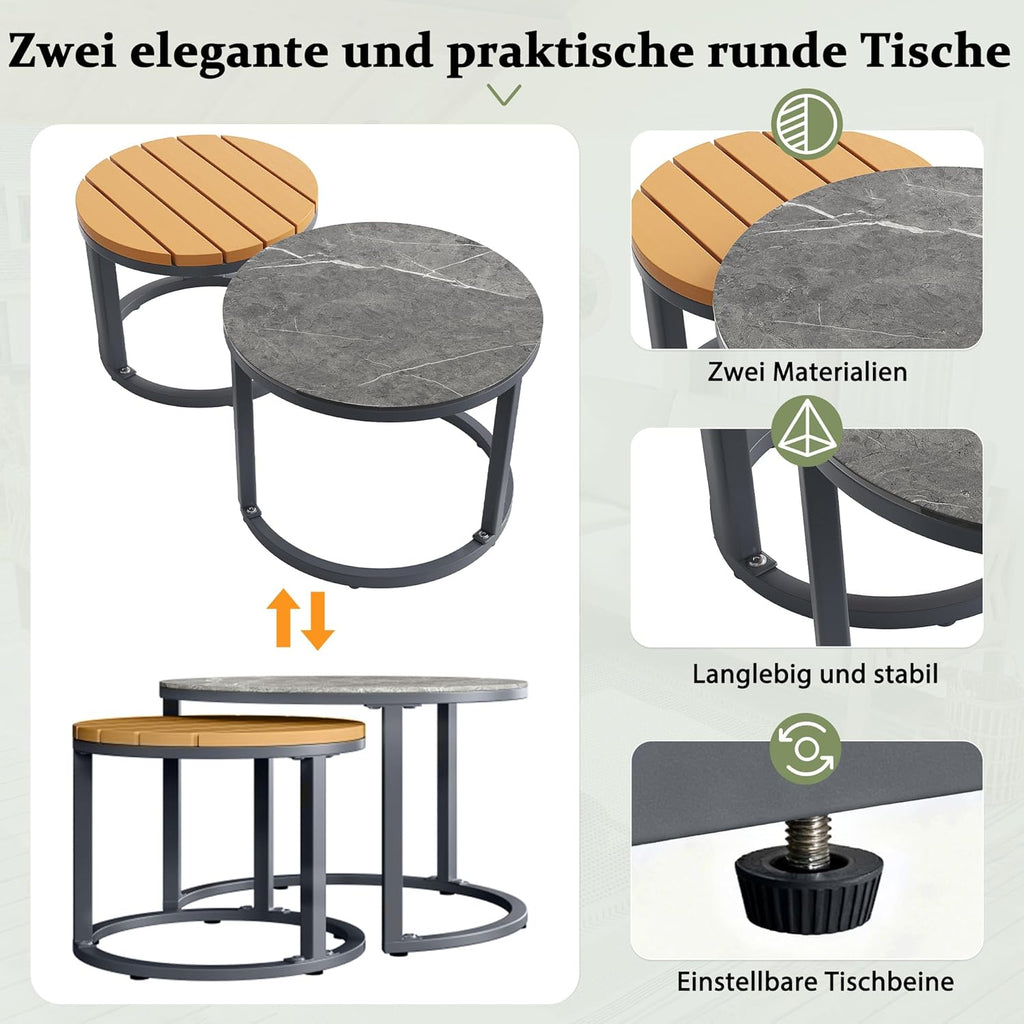 Gartenmöbel Set Lounge möbel Outdoor für 5-6 Personen, Metal, mit L-förmig gartensofa und Tisch, inklusive Aller Sitz- und Rückenkissen für Balkon Garten Terrasse (Grau)