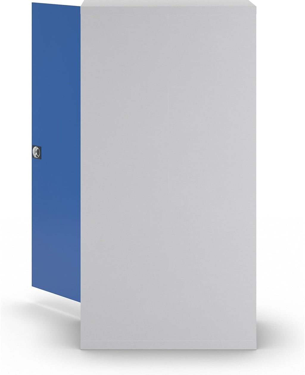 eurokraft | Stahlschrank Nilas | mit 4 Fachböden | HxBxT 1950 x 1000 x 500 mm | lichtgrau/enzianblau