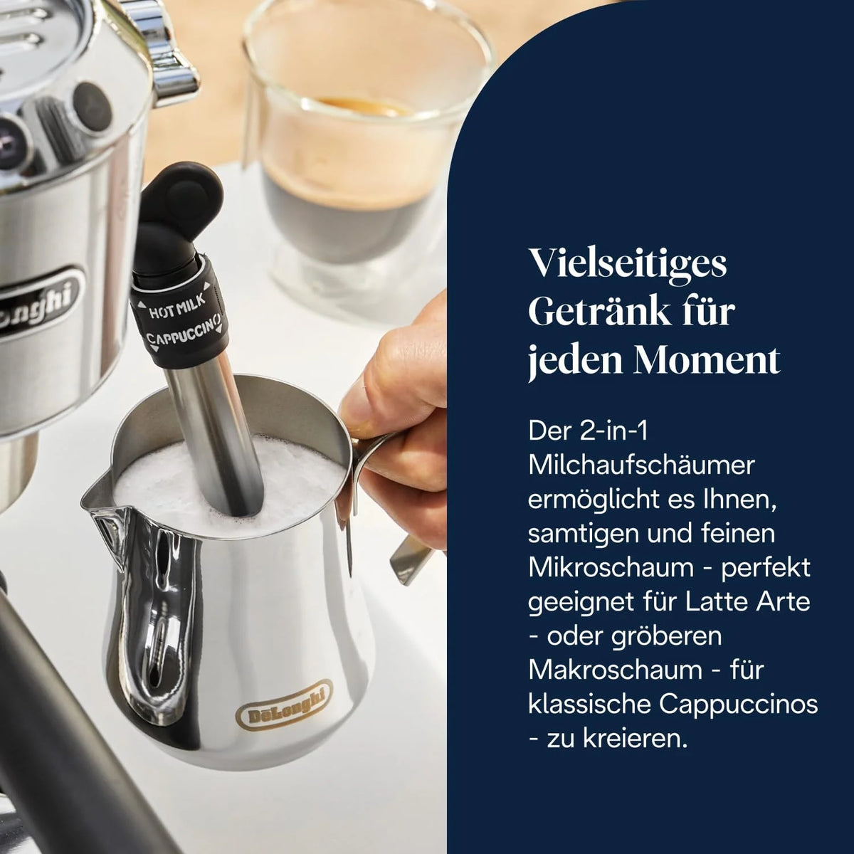 De'Longhi EC 685.M Dedica Style Espressomaschine 1L – 15 bar, Milchschaumdüse, 15cm, Metall