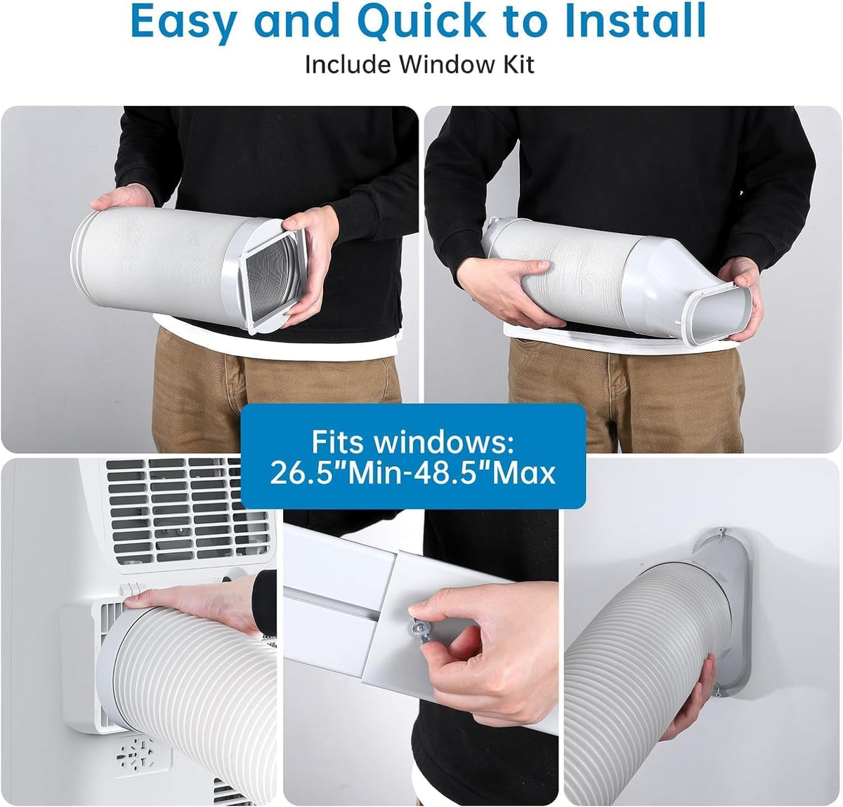 Tragbare Klimaanlagen, 15.000 BTU tragbare AC-Einheit bis zu 800 sq.ft mit Ventilator & Luftentfeuchter, Fernbedienung, 24 Stunden, Fenster-Kits enthalten Drainagefreie Kühlung für Schlafzimmer, Büro