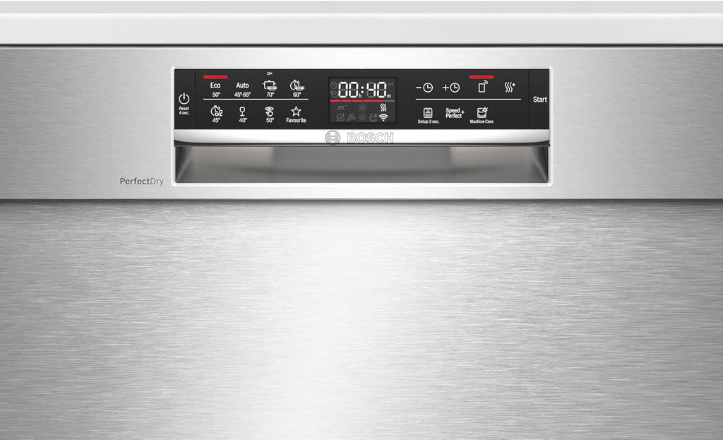 Bosch SMU6ZCS49E Serie 6 Unterbau-Geschirrspüler/C / 60 cm/Edelstahl / 75 kWh/100 Zyklen / 14 MGD/SuperSilence/EmotionLight/VarioSchublade/Home Connect