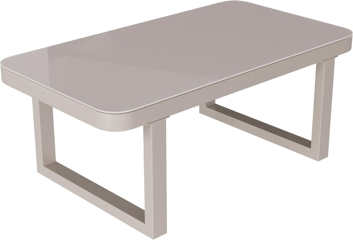 Gartenmöbel Set Lounge Möbel Outdoor für 7 Personen, Terrassenmöbel Balkon Möbel Set mit Gartensofa und Couchtisch, Sitzgruppe Outdoor Gartenlounge Set mit Sitzkissen, Verzinktem Eisen, Beige