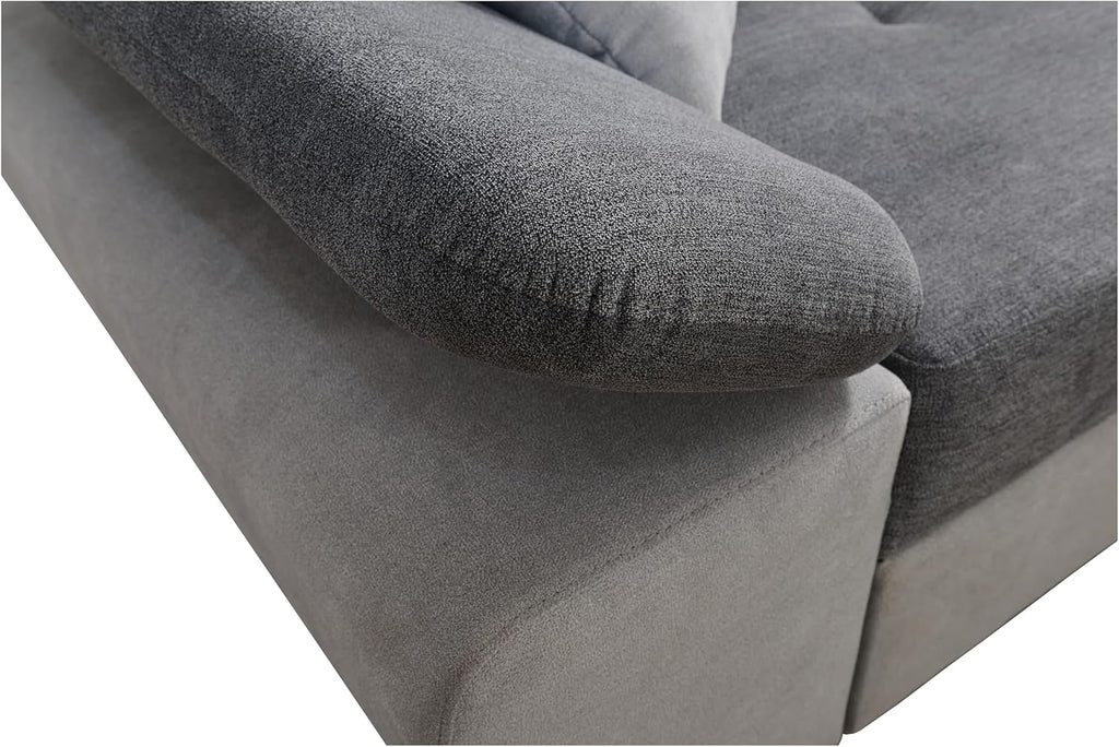 Robin Inspire Saturn Premium Ecksofa Schlaffunktion Bettkasten Verstellbare Kopfstützen Kissen Sofa L-Form Schlafsofa Freistehende Eckcouch Schlafcouch Wohnzimmermöbel Wohnlandschaft Links Braun Creme