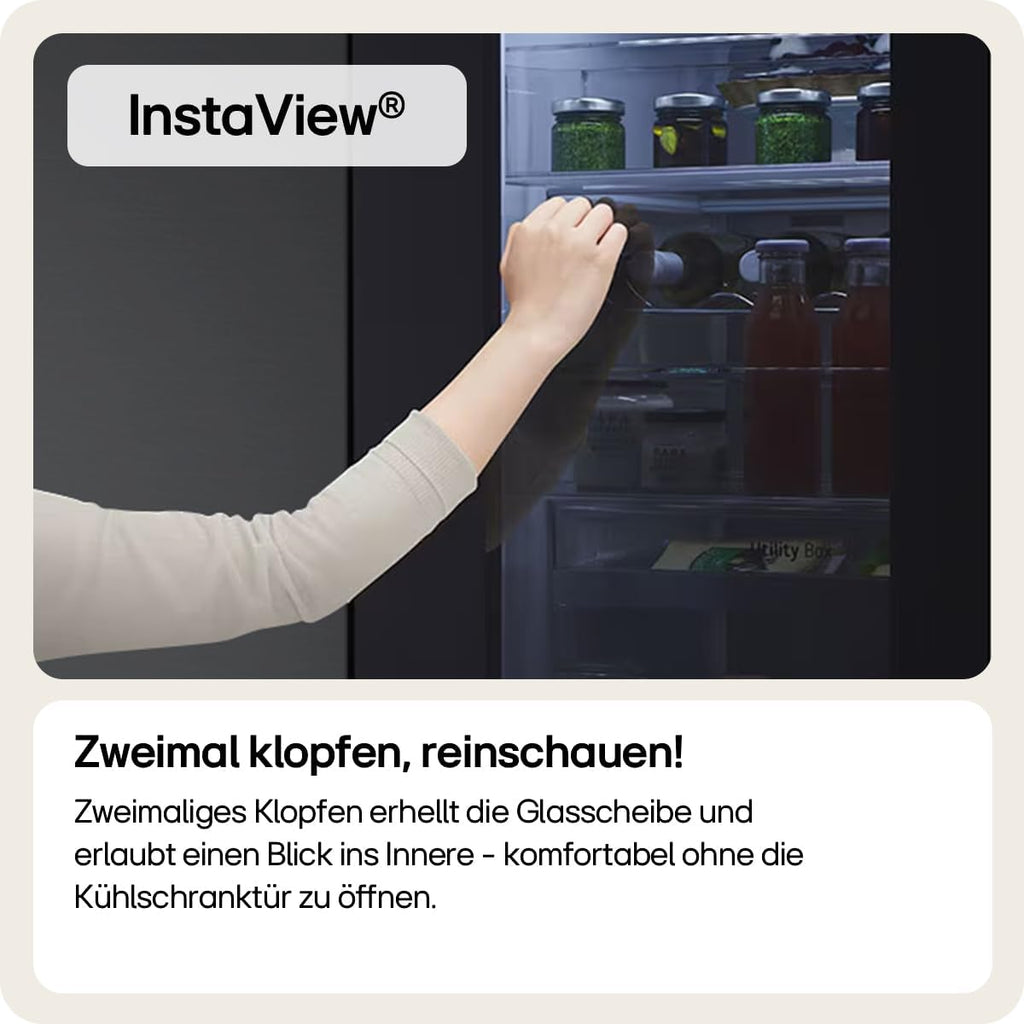 LG GMV860EPDE SLIM Multi-Door Kühlschrank mit Gefrierfach (530 L, Energieklasse E) mit InstaView, Express Freeze, AI Smart Learner, Total No Frost, Schwarz
