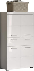 trendteam smart living - Amanda - Hochschrank - Weiß Hochglanz - Badezimmerschrank breit mit 4 höhenverstellbaren Einlegeböden - (BxHxT) 73 x 130 x 31 cm - 4 Fächer und eine große Schublade