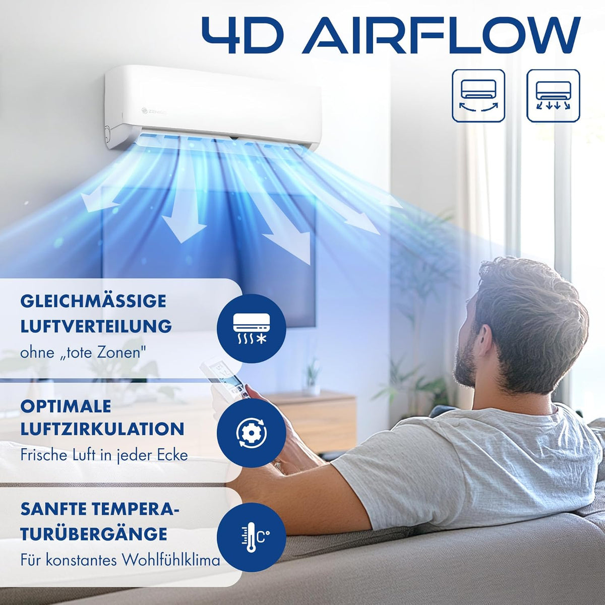 Multi Split Klimaanlage 3 Innengeräte Set (2,6kW + 2 x 3,5kW) Klimagerät Air Conditioner mit Heizfunktion 27000 BTU 7,9kW A++ WiFi/App-Steuerung 4D AirFlow Heizen bis -20°C Vorgefüllt R32