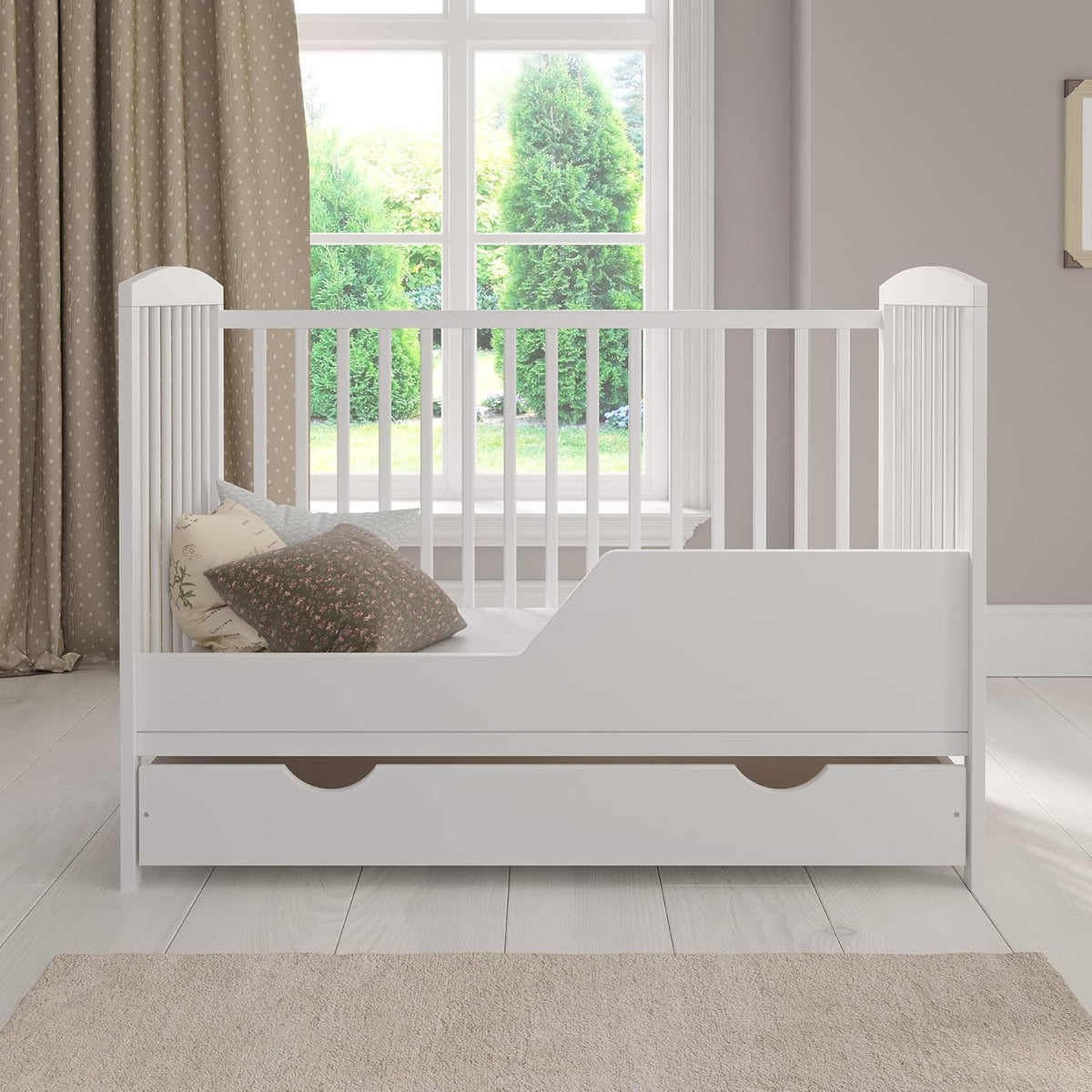 Love For Sleep Babybett Beistellbett 120x60cm mit Schaumstoffmatratze Weiß Jacob Kinderbett Baby Bett Holz - Kinderbett Babybett, Mitwachsend Gitterbett Baby Bed
