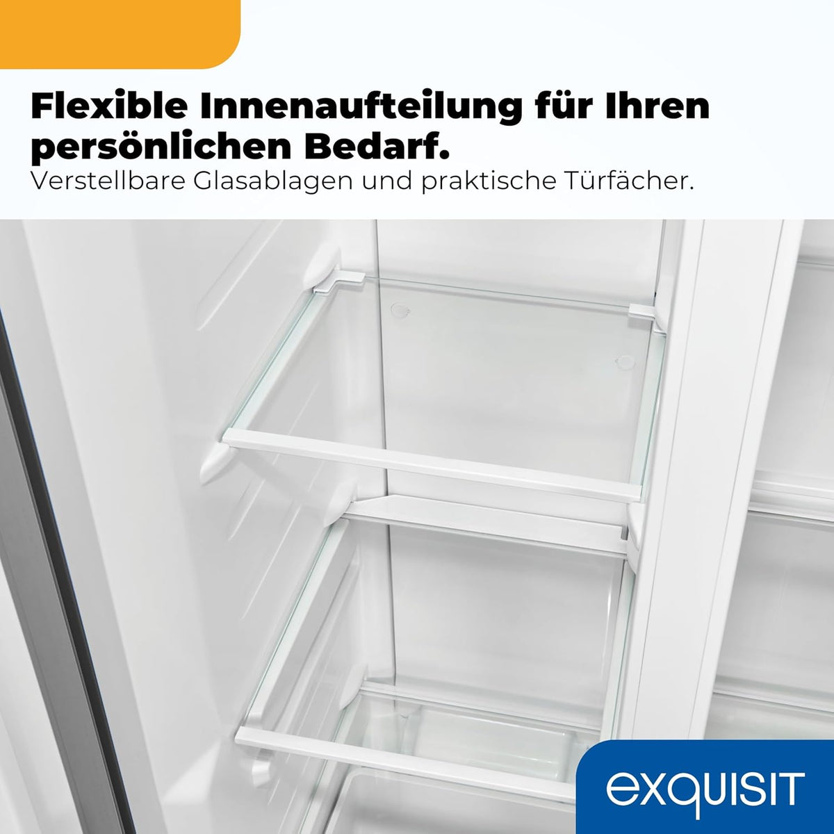 Exquisit Side-by-Side SBS546-040E inoxlook | No Frost | Nutzinhalt: 442 L | Temperaturregelung | Alarm