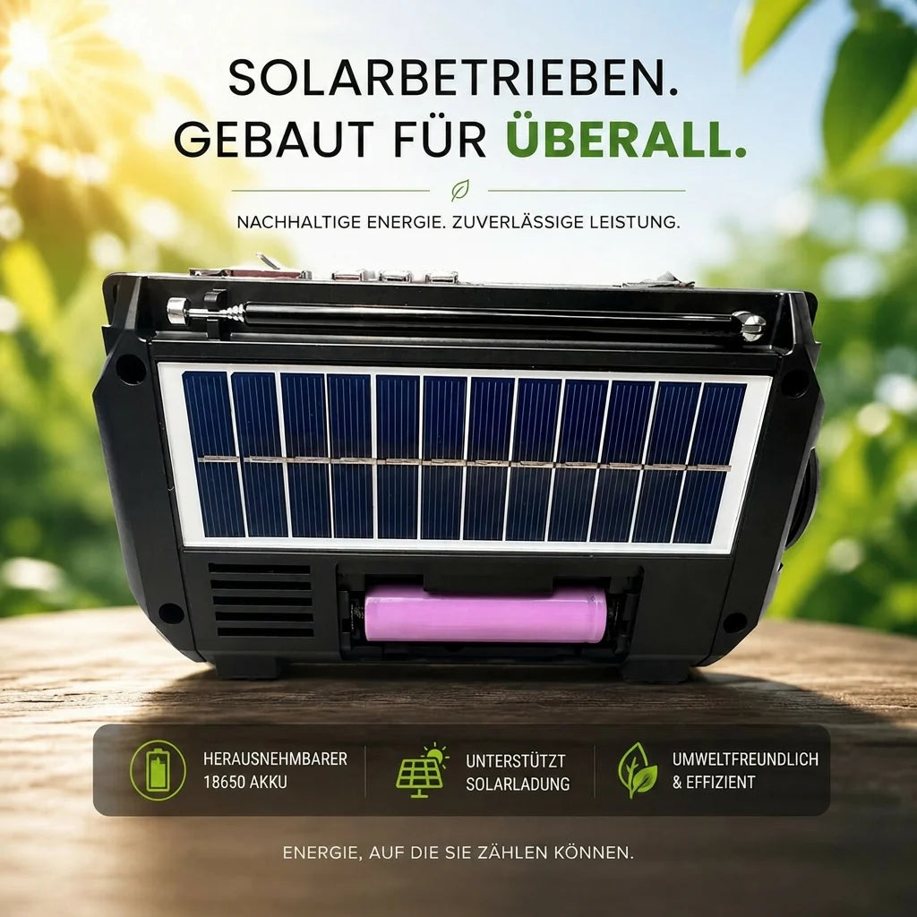 Notfallradio mit Handkurbel und Solarladung | Sturmkurbel
