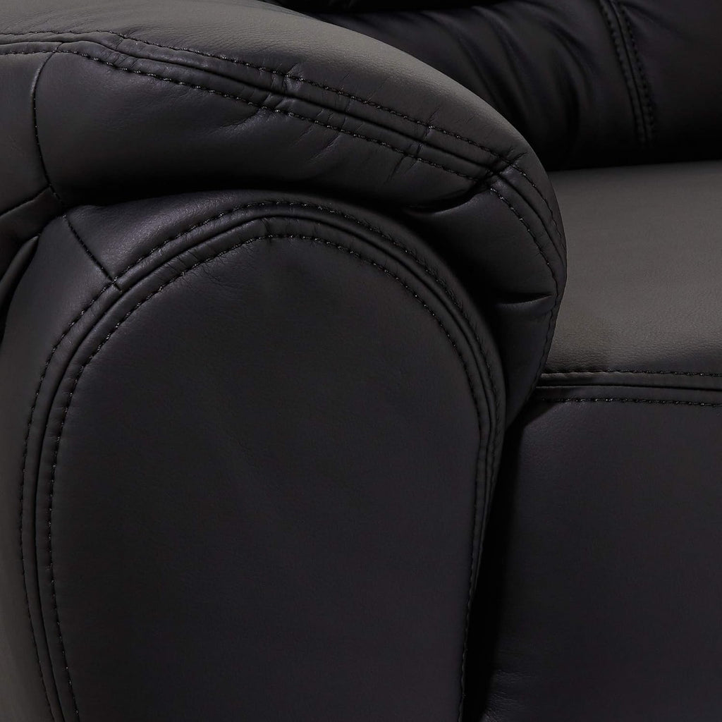 Cavadore 2er Sofa Bansa 2-sitzige Couch in Lederoptik, Kunstleder, schwarz, 148 x 94 x 95 cm