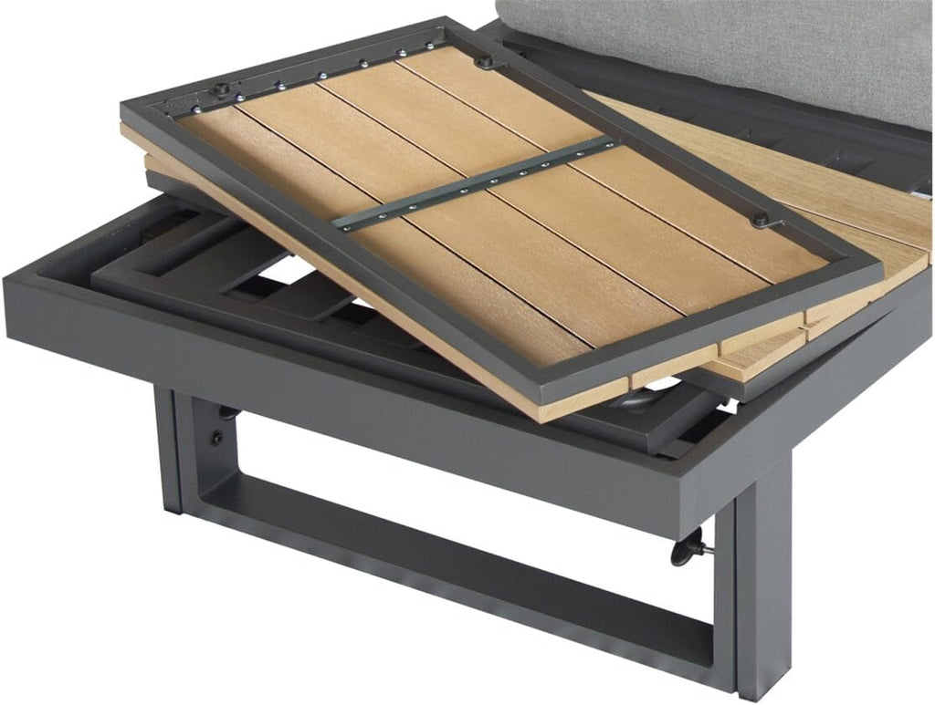 Green Spirit - Gartenlounge-Set Piazza - Grau, Aluminium, Tisch und Sitzbank höhenverstellbar, Wetterfest, Gartenmöbel-Set mit 2 Sofas & Tisch, Eck-Lounge für Garten, Terrasse & Outdoor