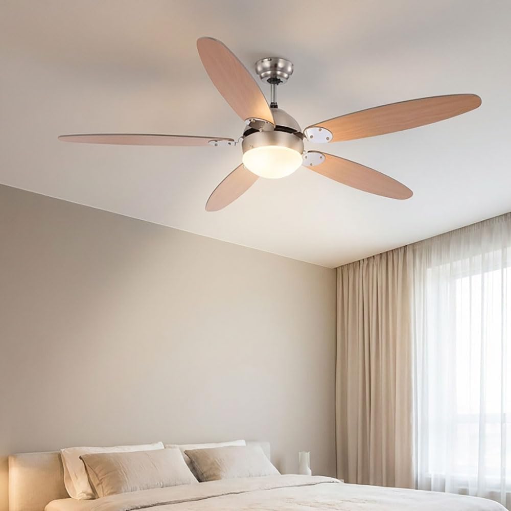 LED Deckenventilator Ventilator Wohnzimmer Rechts-/Linkslauf Metall D 132 cm