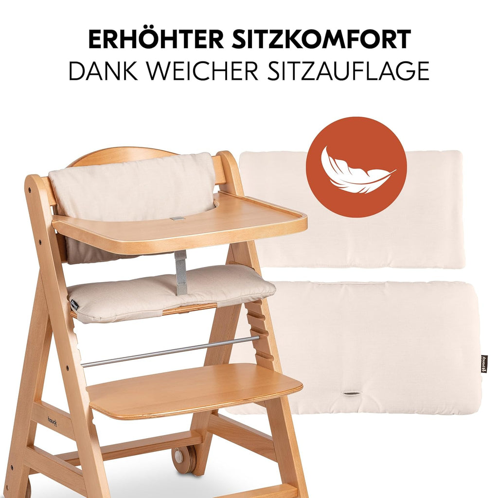 hauck Hochstuhl Beta+ Newborn Set Premium Dark Grey - Babyhochstuhl Set ab Geburt mit Neugeborenen Aufsatz Bouncer, Sitzpolster und Essbrett - Dark Grey