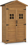 M MCombo Gartenschrank Gartenhaus Holz Wetterfest, Geräteschrank Gerätehaus Outdoor, für Außenbereich Garten Terrasse, Geräteschuppen mit 2 Bewegliche Regale, 57×109×180 cm, 1152 (Natur)