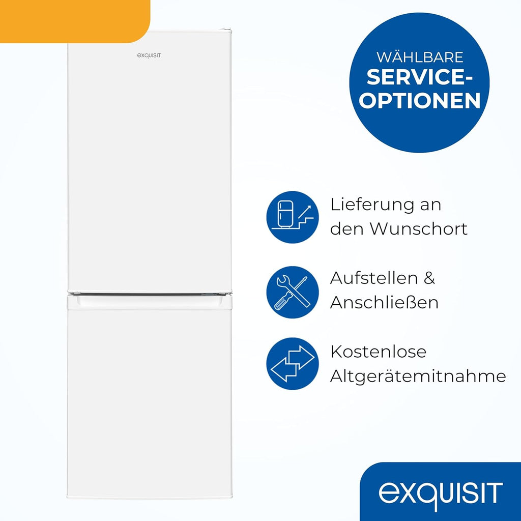 Exquisit Kühl-Gefrierkombination KGC5232-60-E-040C | 173 l Nutzinhalt, Energieklasse C, 40 dB, Wechselbarer Türanschlag, Automatische Abtauung, 142,5 cm, Weiß