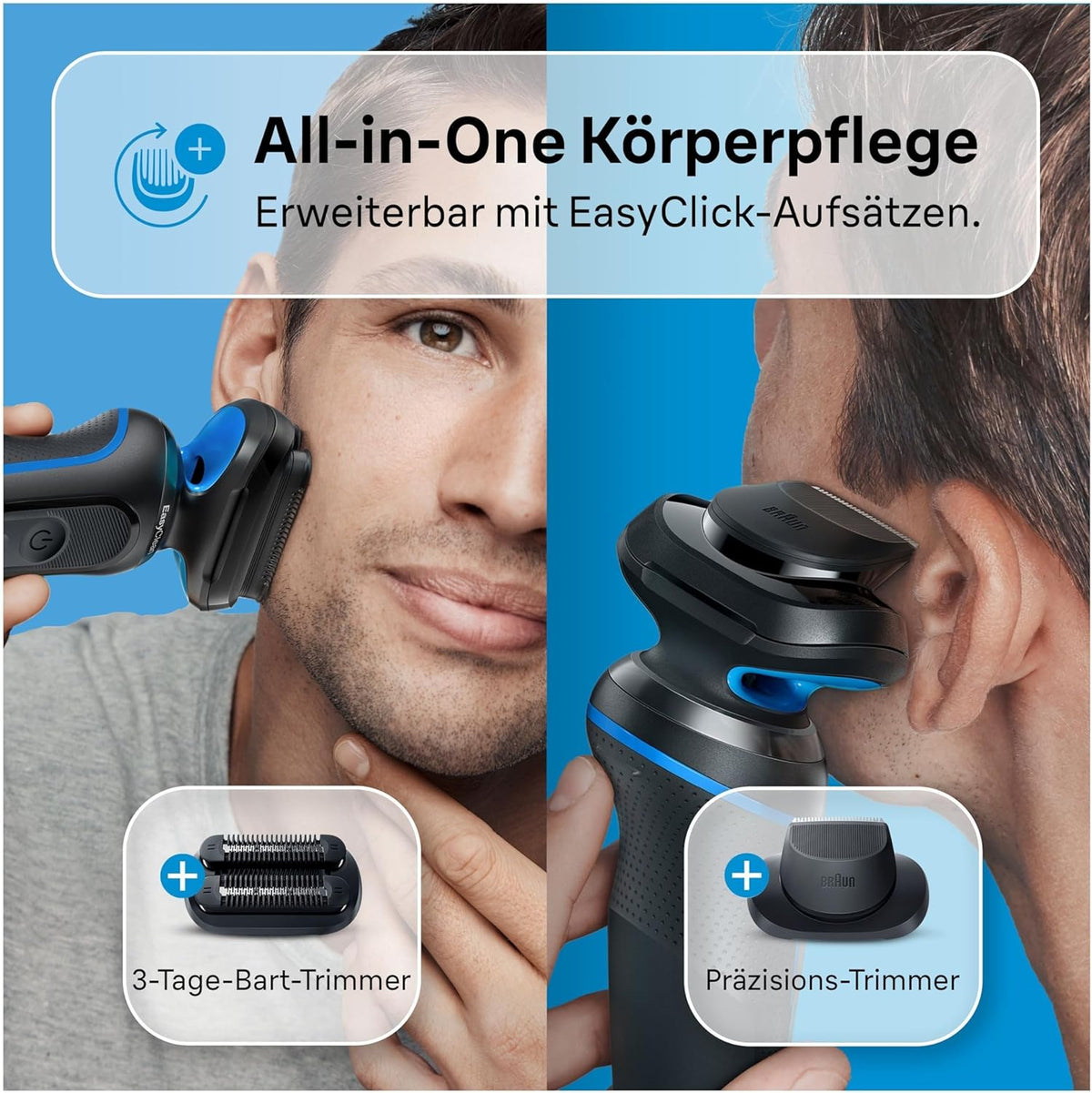 Braun Series 5 Elektrorasierer mit EasyClick Trimmer Aufsatz, Rasierer Herren Elektrisch, Präzisionstrimmer, EasyClean, Geschenk Mann, Made in Germany, 51-B1820s, blau