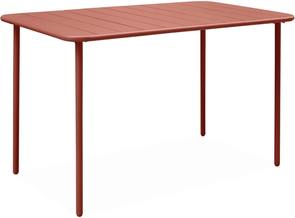 sweeek - Gartentisch und 4 Stühle aus Stahl, 120x70xH72,5 cm - Amelia