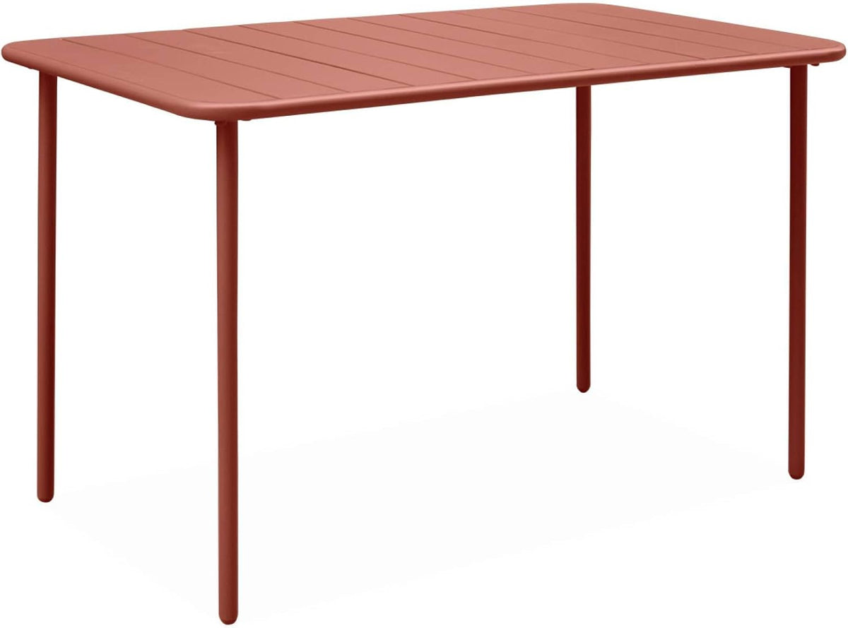sweeek - Gartentisch und 4 Stühle aus Stahl, 120x70xH72,5 cm - Amelia