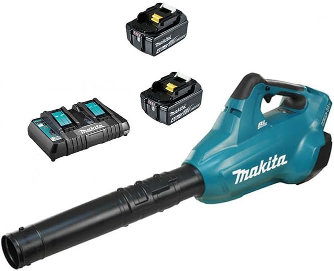 DUB 362 2x18 Volt Akku Laubbläser Akku-Gebläse + 2x 6 Ah Akku + DC 18 RD Doppel Ladegerät