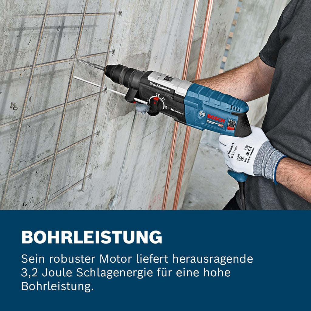 Bosch Professional Bohrhammer GBH 2-28 F (Leistung 880 Watt, Bohr-Ø Beton max: 28 mm, inkl. 6tlg. Bohr-Meißel-Set, SDS-plus,) - Amazon Exclusive, Battery Powered