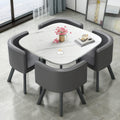 Dining Table Set with 4 Chairs, small Round Dining Table 90 cm, for 4-6 People, for Dining Room, Kitchen, Living Room, modern Kitchen Chairs,Square White