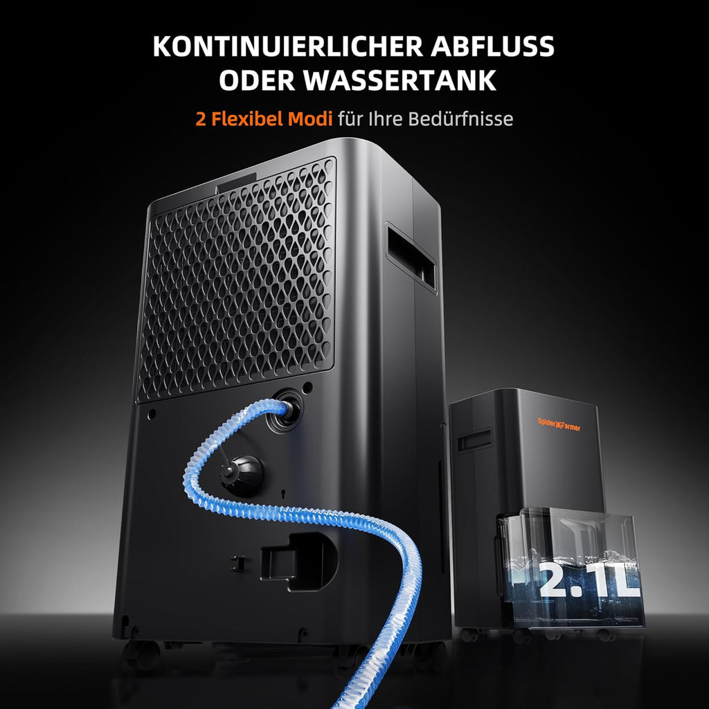 SPIDER FARMER Aufgerüstete Luftentfeuchter Grow Box 12L Luftentfeuchter Elektrisch mit RJ12 Kabel Abflussrohr, Automatische Abtauung, 24H Timer Funktion, Raumentfeuchter für Growzelt Keller Pflanzen