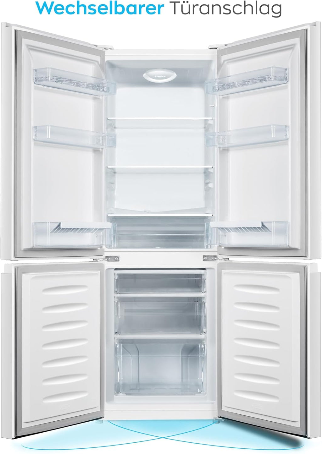 Heinrichs Fridge Freezer Combination 175 Litres, Cooling Volume 122 L, Freezer 53 L, LED Interior Lighting, Fridge Door Hinge, Changeable, Quiet 39 dB, Large Freezer Boxes, 7 Temperature Levels, inox