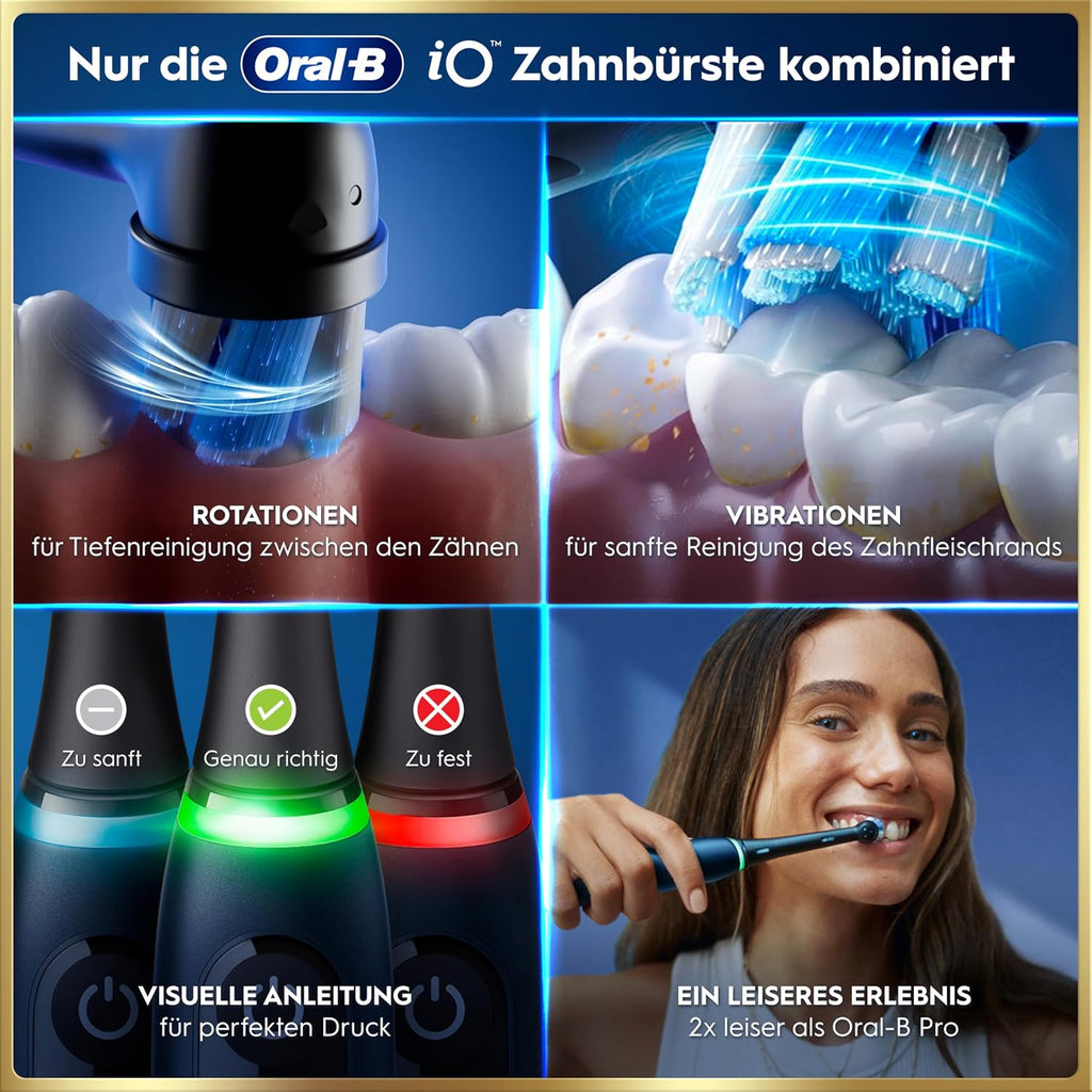 Oral-B iO Series 9 Elektrische Zahnbürste — Electric Toothbrush, Inkl. 1 Aufsteckbürste — 7 Modi für Zahnpflege, CHIP Testsieger (11/25), Designed by Braun, Dunkelblau