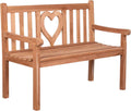 Gartenbank Motiv Teakholz | Holzbank mit Lehne | Friesenbank für draußen | 2-Sitzer 120x60x94 cm | Sitzbank Teak massiv & wetterfest Garten Balkon Terrasse | Parkbank zum Relaxen (Herz)