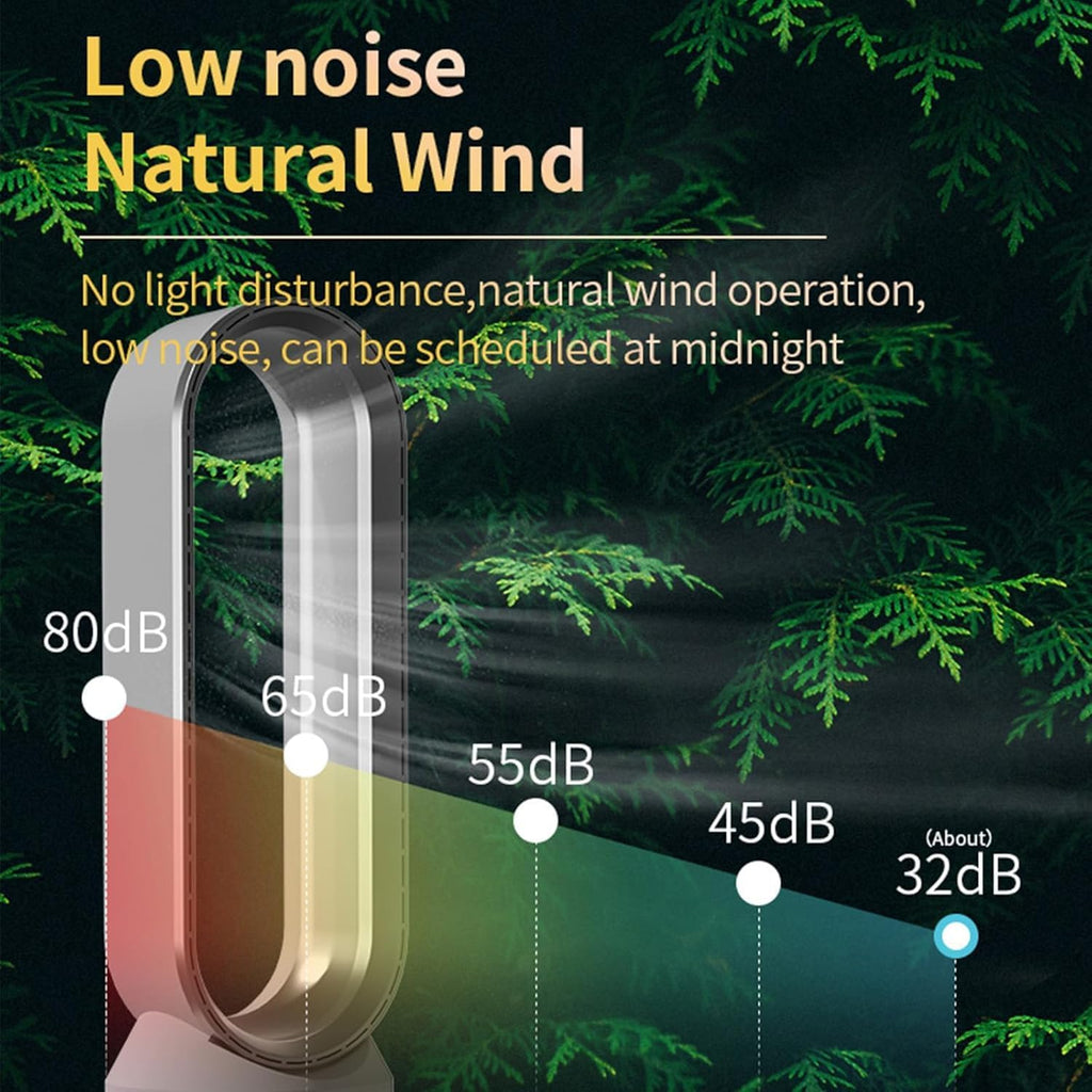 Ventilator ohne Schaufel, leiser Säulenventilator, 90° Oszillation und 8 Geschwindigkeitsstufen, Ventilator ohne Flügel, mit Fernbedienung und Touchscreen, Luftreinigung, für Schlafzimmer (blau)