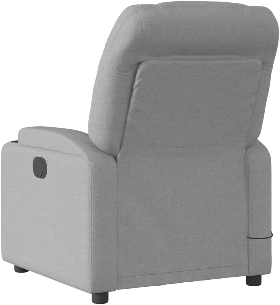 vidaXL Massagesessel, Sessel Verstellbare Rückenlehne, Fernsehsessel Relaxsessel mit Vibrationsfunktion, Liegesessel Polstersessel Ruhesessel, Hellgrau Stoff